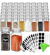 CycleMore 48 Pack 4oz Glass Spice Jars Bottles, Square Spice Containers with Silver Metal Caps an...
