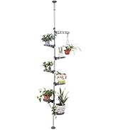BAOYOUNI 7-Tier Indoor Plant Pole Spring Tension Rod Expandable Flower Pots Display Rack Stand Ha...