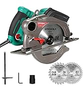 Circular Saw,HYCHIKA 1500W/12.5A Corded Electric Saw with 4700RPM, 2Pcs Blades(24T+ 40T) plus 1 A...