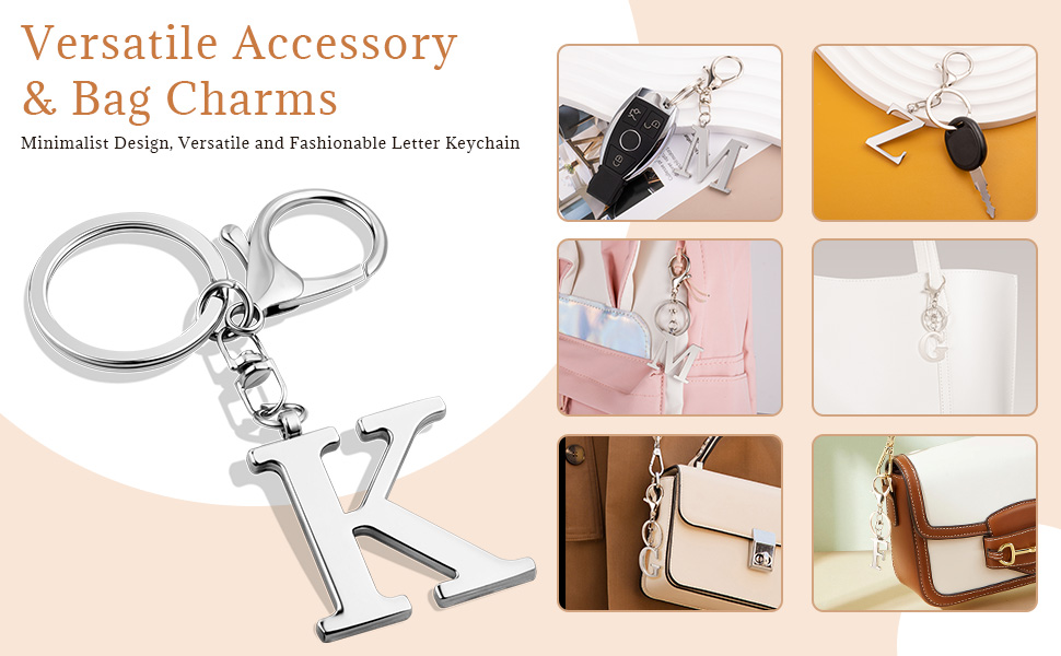 silver letter keychain