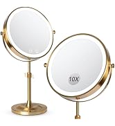Telihopin 8" Makeup Mirror with Lights,4000mAh RechargeableVanity Mirror,1X/10X Double Sided Magn...
