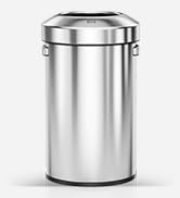 EKO 16-Gallon Round Stainless Steel Open Top Trash Can, Large Commercial Waste Bin with Detachabl...