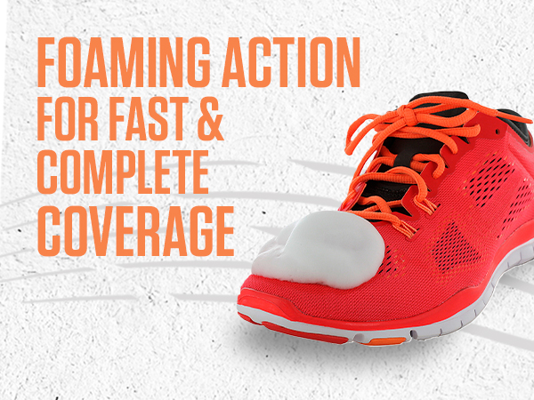 Foaming action for fast & complete coverage
