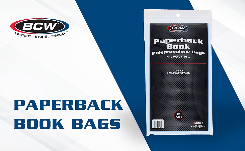 BCW Paperback Book Bags packaging with a clear view of the product inside.