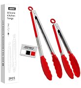JIDSPWLS Premium Stainless Steel Heat Resistant Kitchen Tongs for cooking,set of 9