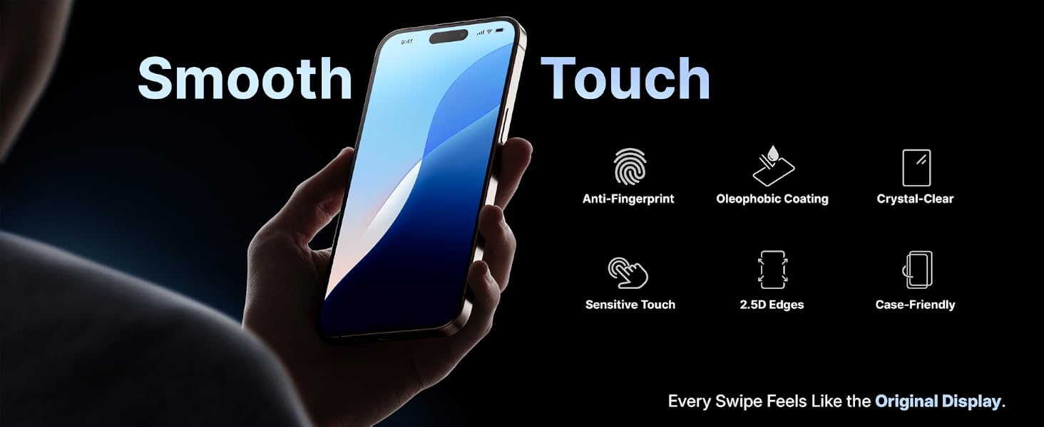 iPhone 17 tempered glass smooth touch sensitive screen protector ultra responsive 9H HD clear film