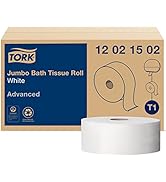Tork Jumbo Toilet Paper Roll White T1, Advanced, 2-ply, 6 x 1600 feet, 12021502