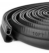Car Door Rubber Seal Strip, 10 Feet Trim Seal Vertical Bulb Fits 1/16" Edge, Automotive Weather S...