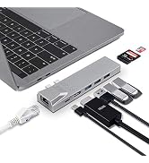 USB C Hub for MacBook, 8-in-1 Docking Station Adapter with 4K HDMI, Gigabit Ethernet, 3 USB 3.0 P...