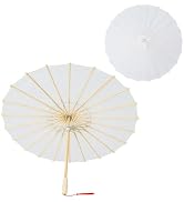 Bestage 33" Women's White Silk Cloth Decoration Chinese Japanese Asian Handmade Parasol Umbrella ...