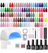 Beetles Gel Nail Polish Kit with U V Light - 80Pcs Color Enchantment 55 Colors Gel Nail Kit with ...