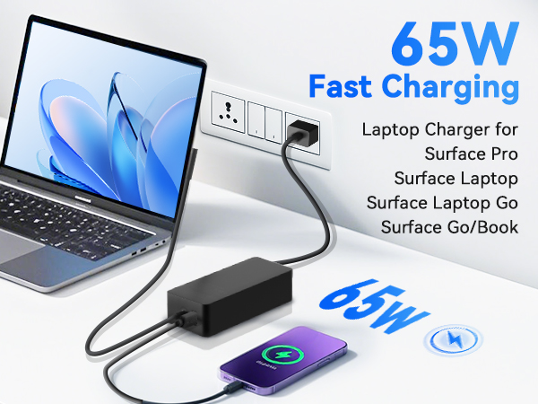 65W Laptop Charger for Microsoft Surface Pro