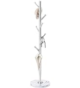 OIRUMIE Coat Rack with Natural Marble Base, Solid 201 Stainless Steel Coat Rack Freestanding, Coa...