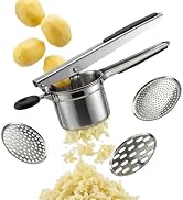 BBQtrips Potato Ricer, Heavy Duty Stainless Steel Potato Masher and Ricer For Mashed Potatoes Wit...