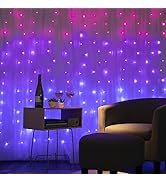 Merkury Innovations Curtain Lights, Cascading Battery-Operated LED Lighted Backdrop Curtain for B...