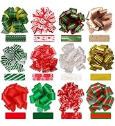 Doitory 24Pcs Christmas Bows for Gift Wrapping Multicolor 5" Wide Pull Bow Wrapping Accessory for...