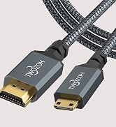 Twozoh Mini HDMI to HDMI Cable 3.3FT, High-Speed HDMI to Mini HDMI Braided Cord Support 3D 4K/60H...