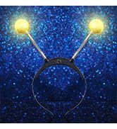 Sixexexy Light Up Alien Headband LED Martian Hair Band Antenna Hair Accessories for Women (Gold, ...