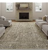 PureCozy Brown Area Rug 8x10 Machine Washable Large Vintage Living Room Distressed Non Slip Carpe...