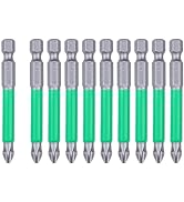 GRENPRO 10Pcs Magnetic Screwdriver Bits PH2 Phillips Bits Set,S2 Alloy Steel Anti-Slip Long Drill...