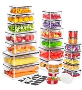 50 PCS Food Storage Containers with Lids Airtight (25 Lids & 25 Containers)- Reusable Plastic Lea...