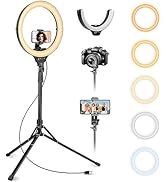 Aureday 14'' Selfie Ring Light with 62'' Tripod Stand and Phone Holder, Dimmable LED Phone Ringli...