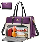 MATEIN Lunch Tote Bag for Women, 15.6 Inch PU Leather Laptop Briefcase with Insulated Lunch Compa...