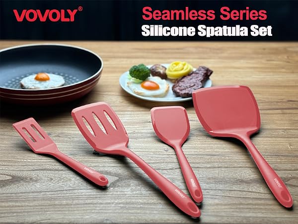 seamless series silicone spatula set red