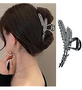 Wheat Spike Hair Claw Clips, 1Pcs Metal Black Hair Clips Crystal Bling Design Claw Clips for Thic...