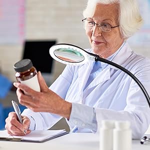 Brightech LightView Pro Flex 2 in 1: 5 Diopter Magnifying Glass LED Lamp