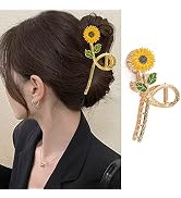 Flower Hair Clips Large Claw Clips Gold Metal Hair Claw Clips Sunflower Hair Clips Hair Accessori...