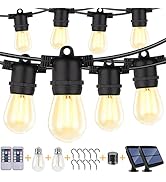 Dott Arts 2-Pack 96FT Solar Outdoor String Lights Waterproof with Dimmable Remote Control,Patio L...