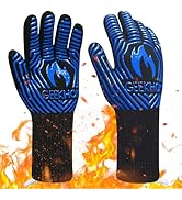 GEEKHOM BBQ Gloves, 1472 ? Heat Resistant Silicone Gloves EN407 Certified 13 Inch Non-Slip Kitche...