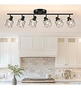 Baocuz 6-Lights Black Semi Flush Mount Ceiling Light, Multi-Directional Ceiling Light Fixtures, R...