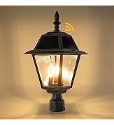 LUTEC Outdoor Solar Lamp Post Light, Dusk to Dawn 300LM Waterproof Pole Light Head with 4 Pcs Gla...