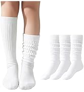 Slouch Socks for Girls Scrunch Cotton Soft Cushioned Knee High Long Socks