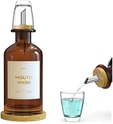 Amber Glass Mouthwash Dispenser for Bathroom Countertop – 14oz/410ml Refillable Mouthwash Bottle ...