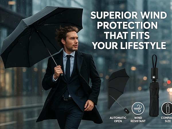 Man holding umbrella