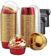 Cupcake Liners with Dome Lids 100 Pack,LNYZQUS 5.5Oz Foil Baking Cups Muffin Tin,Large Cupcake Wr...