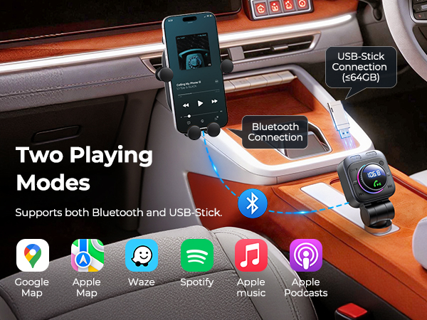 72W Bluetooth 5.4 FM Transmitter