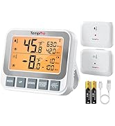TempPro Wireless Freezer Fridge Thermometer with Alarm, 500 ft/150 m Range, High Accuracy, Rechar...