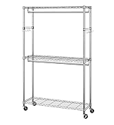 Simple Trending Heavy Duty 50in Large Clothes Clothing Rack, Industrial Grade Rolling Adjustable ...