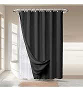 River Dream 3 in 1 Shower Curtain Set, Waffle Fabric Shower Curtain and Waterproof Clear Liner Se...