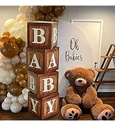 Wood Grain Printing Baby Shower Display Boxes Party Decorations, Neutral Gender Reveal Party Back...