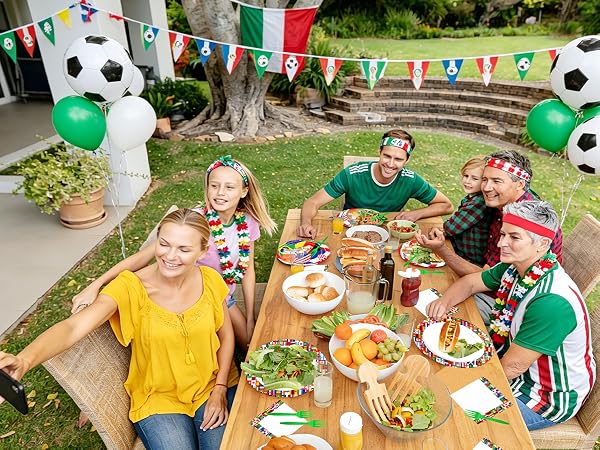 Bymugo 96 Pieces Soccer Party Tableware Set
