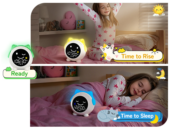 kids alarm clock hatch ok to wake digital bedroom room toddler night light boy girl sleep battery