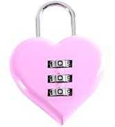 Combination Lock, Pink Heart Shape 3 Digital Password Padlock, Mini Outdoor Combo Gate Lock for S...