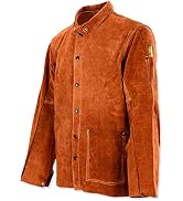 QeeLink Leather Welding Jacket - Flame-Resistant Heavy Duty Work Welder Jackets - Split Cowhide W...