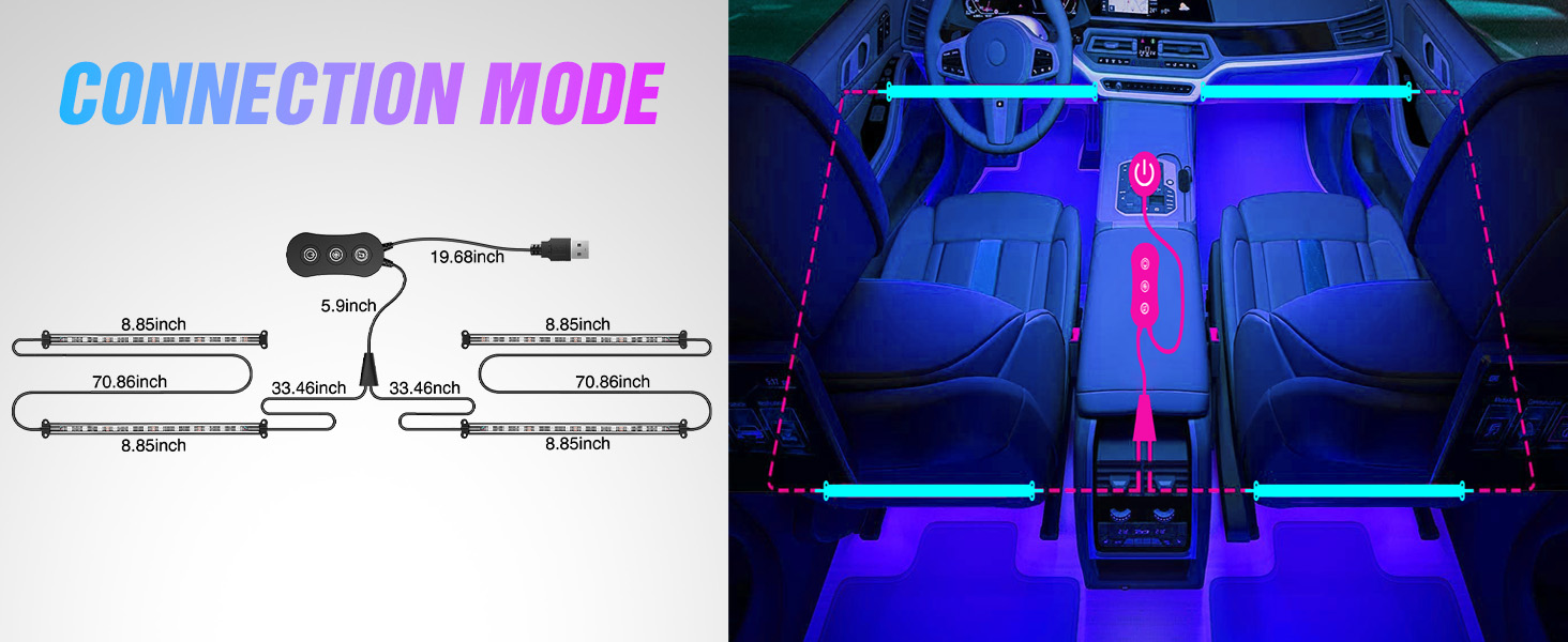 USB RGB Interior Lights with APP Control
