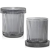 rejomiik 2 Pack Glass Qtip Holder Dispenser, Bathroom Canister Apothecary Jars with Lids, Vanity ...